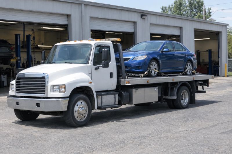 Tow operator loading a sedan on a Denver street